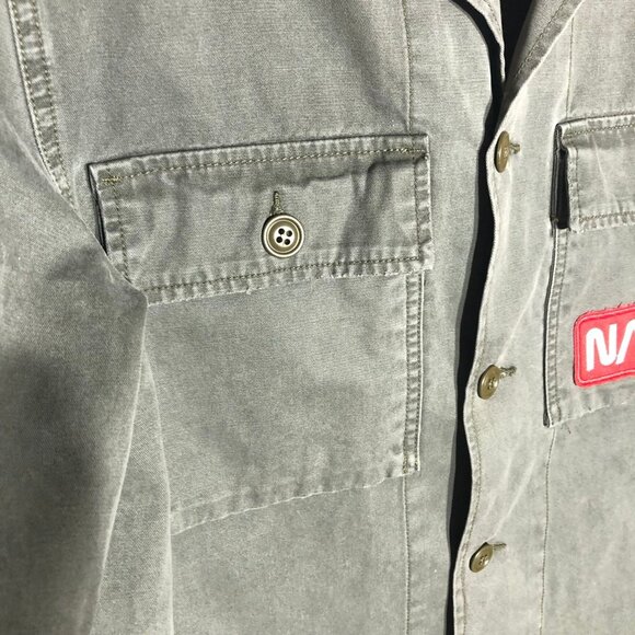 Lucky Brand Cotton Jacket NASA Patches Cargo Pockets Military Green Men’s sz M - Picture 11 of 16
